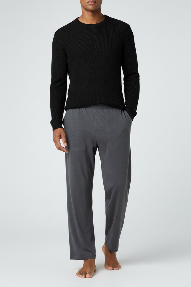 Pantalon Fluide Gris Ample Coton Décontracté Confortable - Molleton