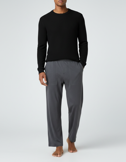 Pantalon Fluide Gris Ample Coton Décontracté Confortable - Molleton