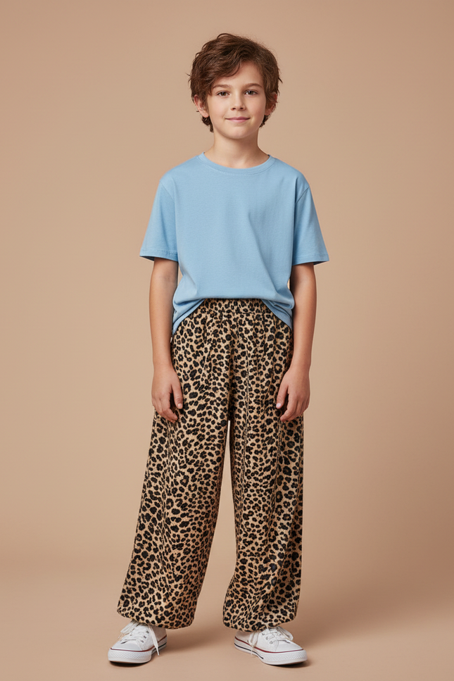 Pantalon Fluide Léopard Ample Coton Enfant Décontracté - Imprimé