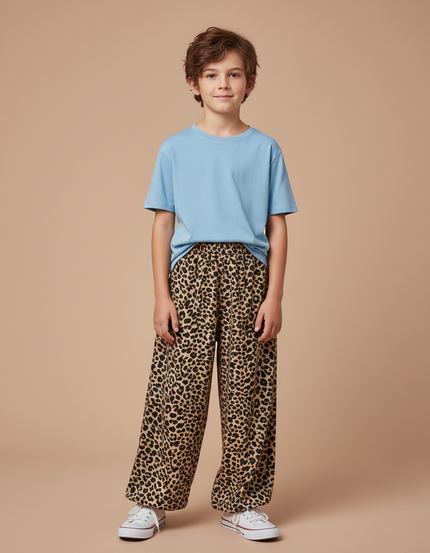 Pantalon Fluide Léopard Ample Coton Enfant Décontracté - Imprimé