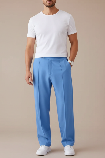 Pantalon Tailleur Fluide - Bleu Polyester