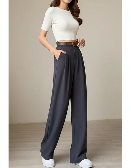 Pantalon Baggy Fluide Femme - Gris Polyester