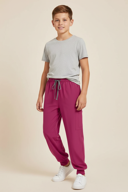 Pantalon Fluide Fuchsia Cargo Confortable Jogger Enfant - Rose Polyester