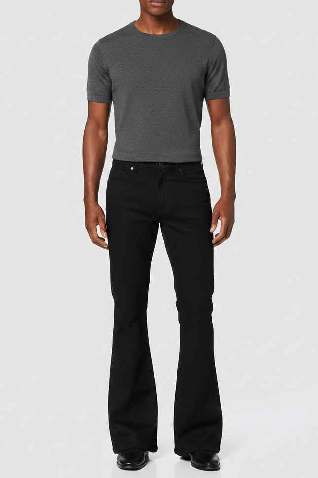 Pantalon Fluide Noir Évasé Slim Coton Homme