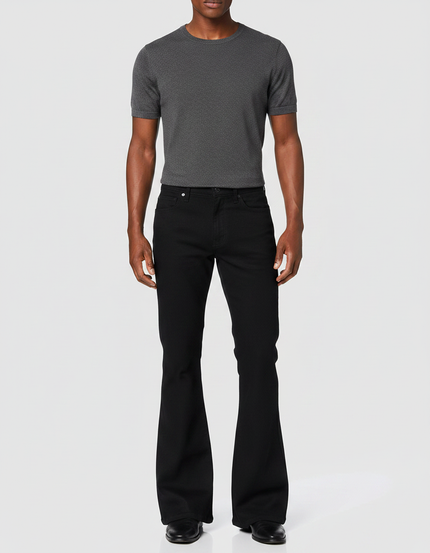 Pantalon Fluide Noir Évasé Slim Coton Homme