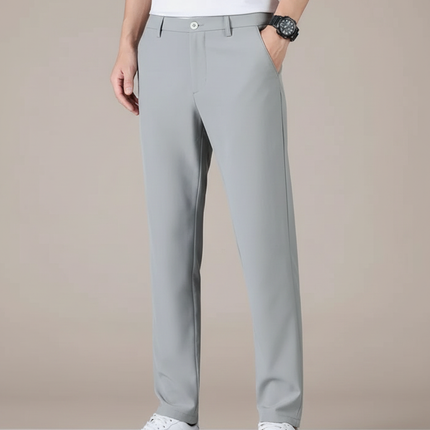Pantalon Fluide Gris Droit Décontracté Homme Élégant - Polyester