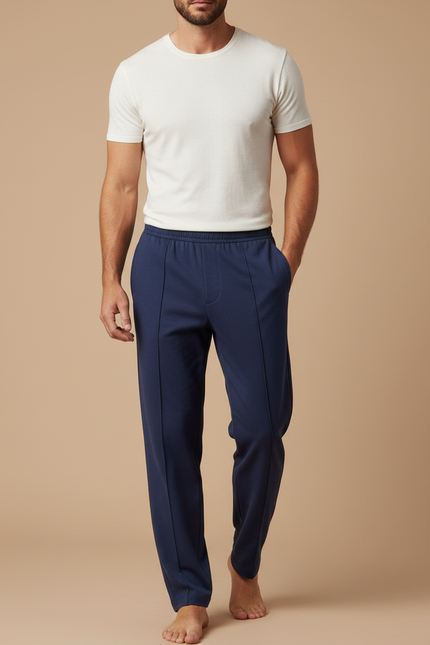 Pantalon Fluide Homme Bleu Marine Décontracté Droit - Molleton