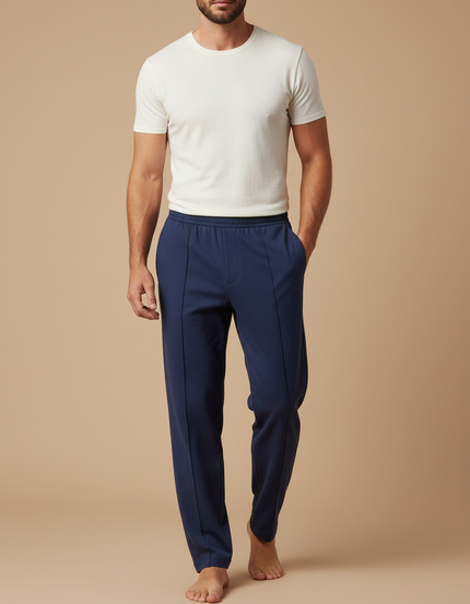 Pantalon Fluide Homme Bleu Marine Décontracté Droit - Molleton