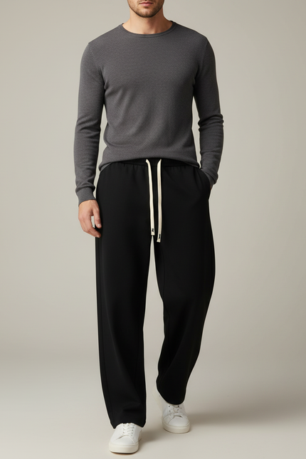Pantalon Fluide Noir Ample Décontracté Homme - Viscose