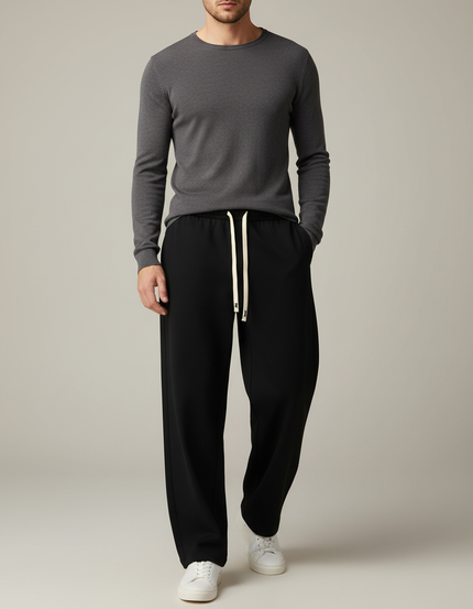 Pantalon Fluide Noir Ample Décontracté Homme - Viscose