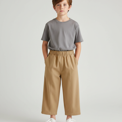Pantalon Fluide Camel Ample Coton Enfant