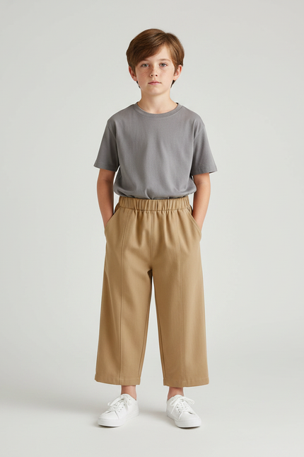 Pantalon Fluide Camel Ample Coton Enfant