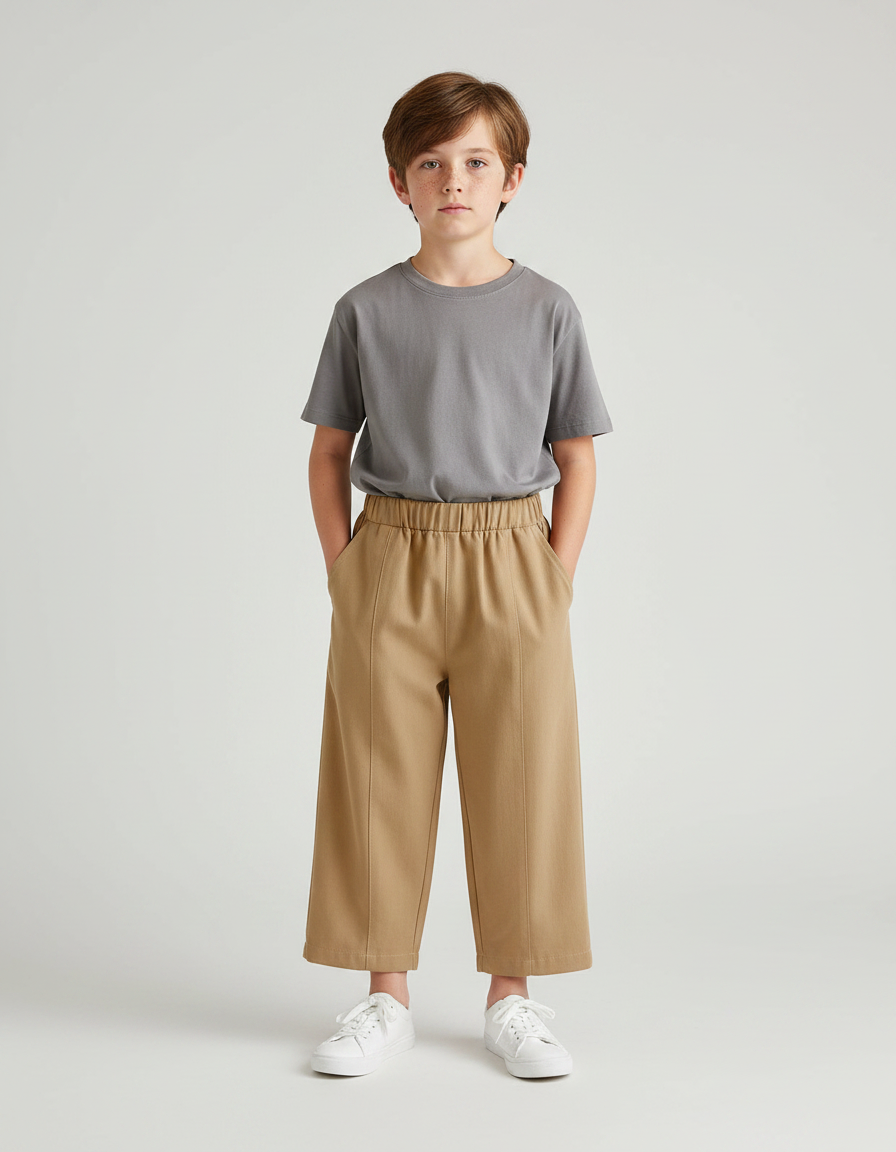 Pantalon Fluide Camel Ample Coton Enfant