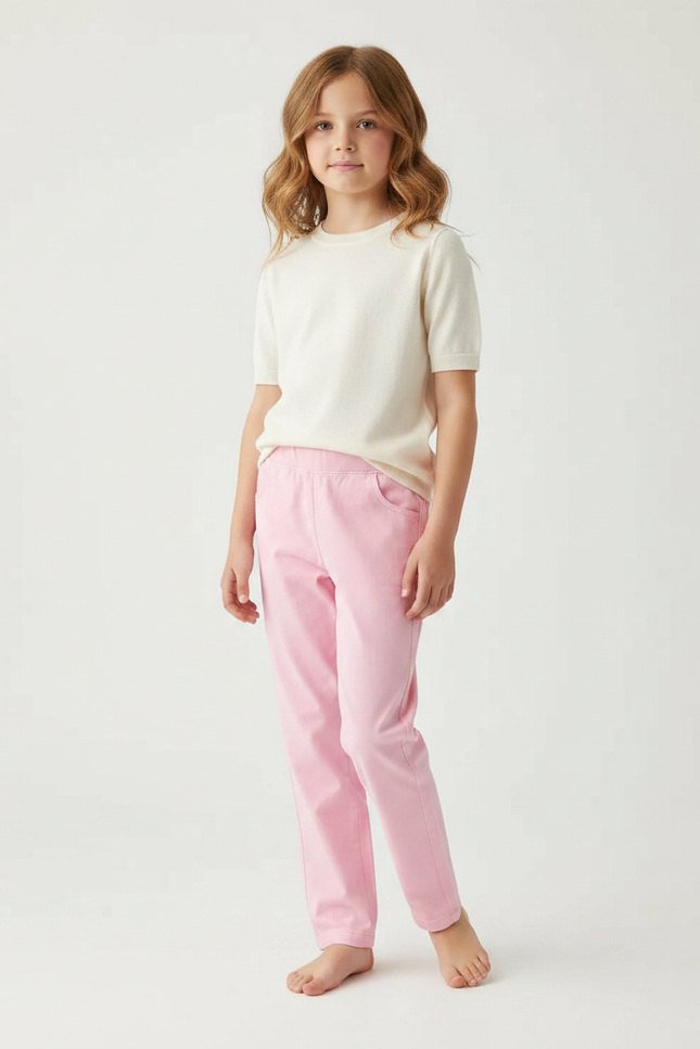 Pantalon Fluide Rose Enfant Confortable Décontracté - Molleton
