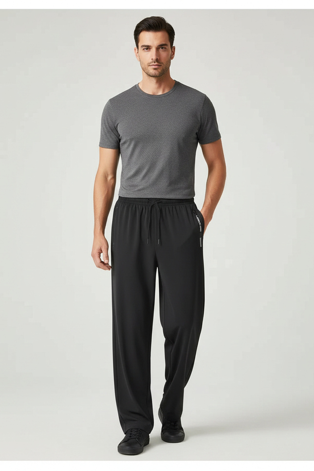 Pantalon Fluide Noir Ample Décontracté Sport Homme - Polyester
