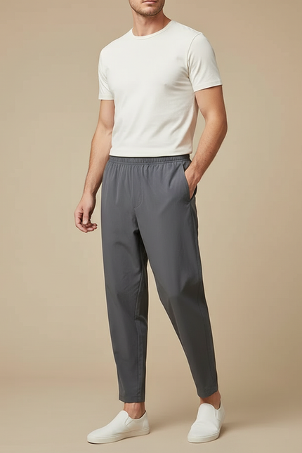 Pantalon Fluide Gris Homme Décontracté Léger Respirant - Polyester