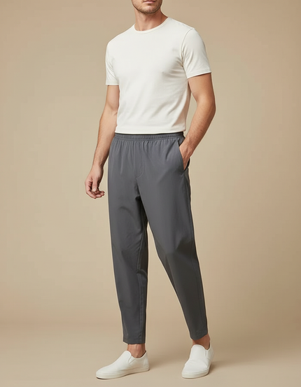 Pantalon Fluide Gris Homme Décontracté Léger Respirant - Polyester
