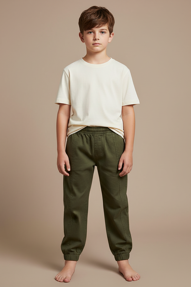 Pantalon Fluide Kaki Coton Décontracté Sport Garçon