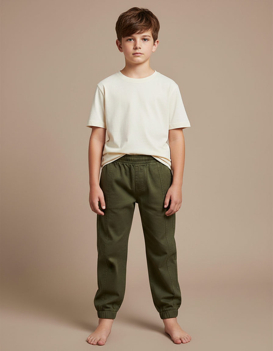 Pantalon Fluide Kaki Coton Décontracté Sport Garçon