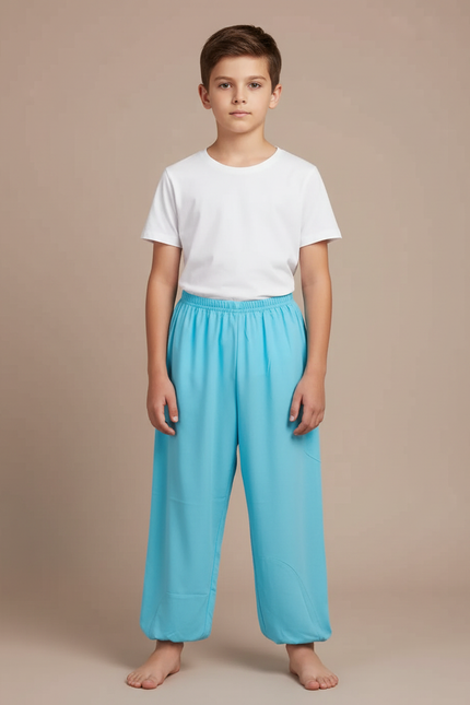 Pantalon Fluide Bleu Ciel Ample Léger Enfant - Polyester