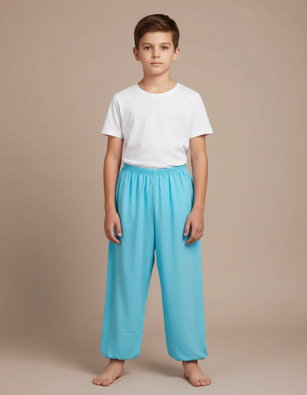 Pantalon Fluide Bleu Ciel Ample Léger Enfant - Polyester