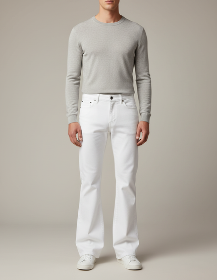 Pantalon Fluide Blanc Évasé Coupe Vintage Homme - Jean