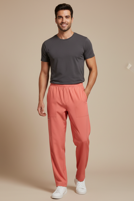 Pantalon Fluide Corail Homme Droit Décontracté - Rose Viscose