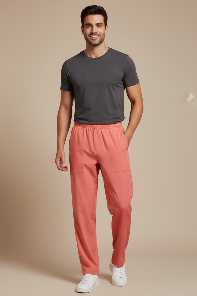 Pantalon Fluide Corail Homme Droit Décontracté - Rose Viscose