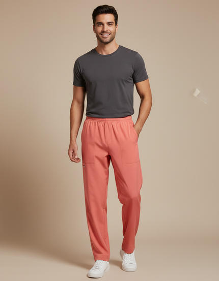 Pantalon Fluide Corail Homme Droit Décontracté - Rose Viscose