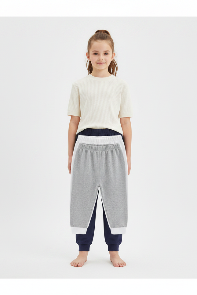 Pantalon Fluide Gris Coton Ample Confortable Enfant - Molleton
