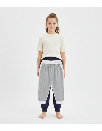 Pantalon Fluide Gris Coton Ample Confortable Enfant - Molleton
