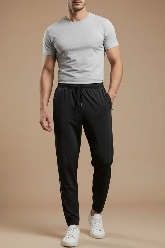 Pantalon Fluide Noir Sportif Décontracté Homme - Polyester