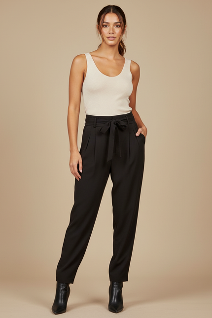 Pantalon Cigarette Fluide - Noir Viscose