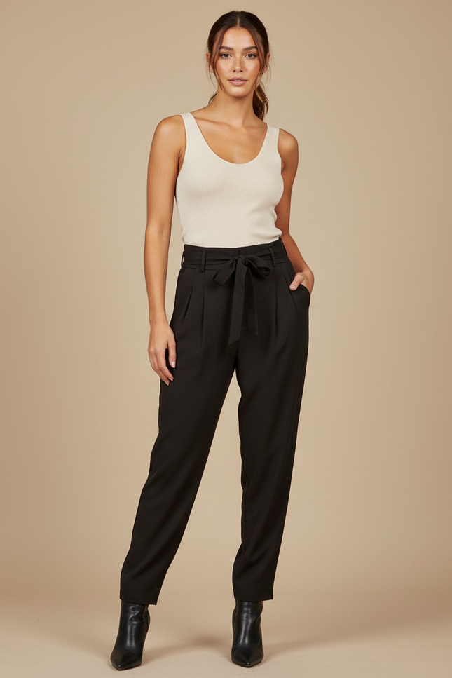 Pantalon Cigarette Fluide - Noir Viscose