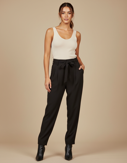 Pantalon Cigarette Fluide - Noir Viscose