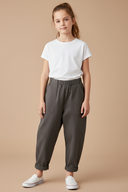 Pantalon Fluide Carotte - Kaki Molleton