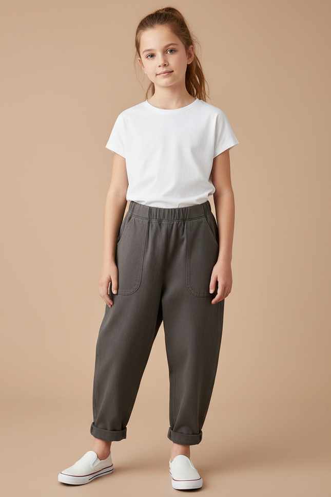 Pantalon Fluide Carotte - Kaki Molleton