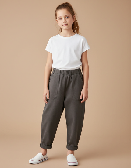 Pantalon Fluide Carotte - Kaki Molleton