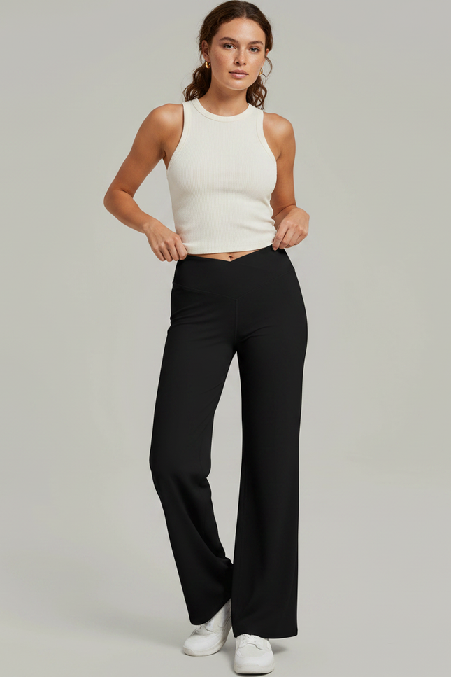 Pantalon Fluide Noir Ample Confortable Décontracté Sport - Polyester