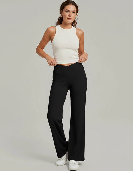 Pantalon Fluide Noir Ample Confortable Décontracté Sport - Polyester