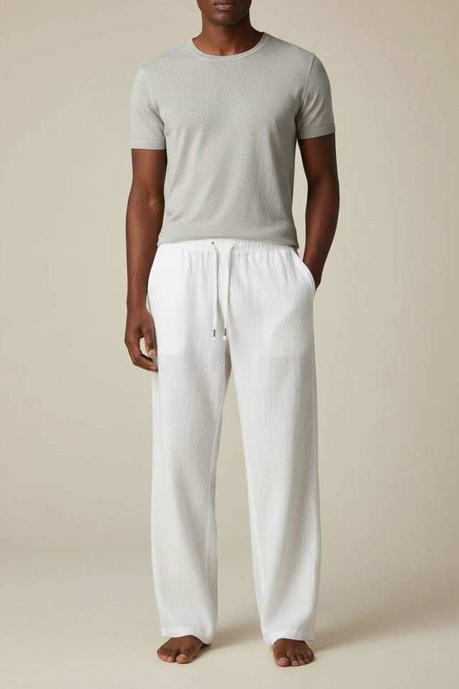 Pantalon Fluide Lin Blanc