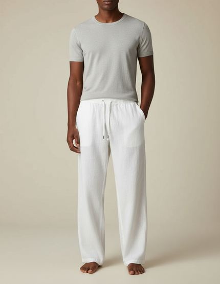 Pantalon Fluide Lin Blanc