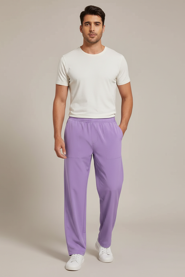 Pantalon Fluide Violet Ample Décontracté Homme - Polyester