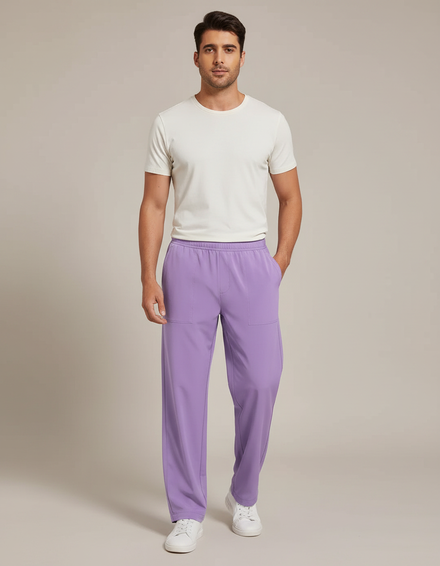 Pantalon Fluide Violet Ample Décontracté Homme - Polyester