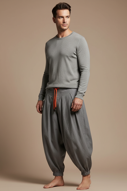 Pantalon Fluide Indien - Gris Lin
