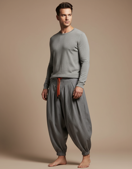 Pantalon Fluide Indien - Gris Lin