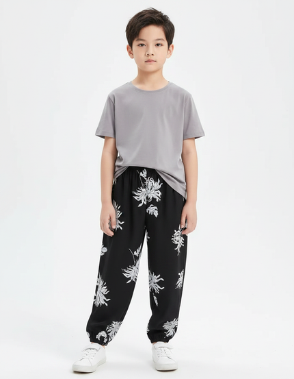 Pantalon Fluide Noir Fleuri - Imprimé Viscose
