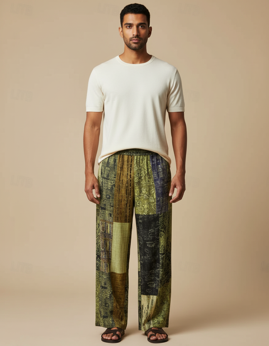 Pantalon Fluide Patchwork - Multicolore Viscose