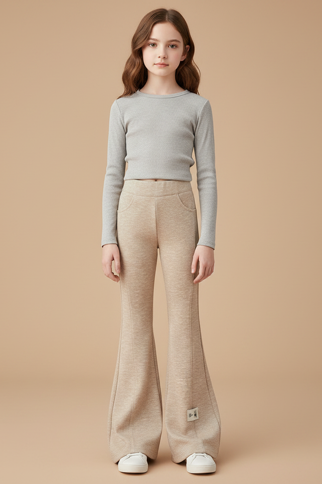 Pantalon Patte D'éléphant Fluide - Beige Molleton
