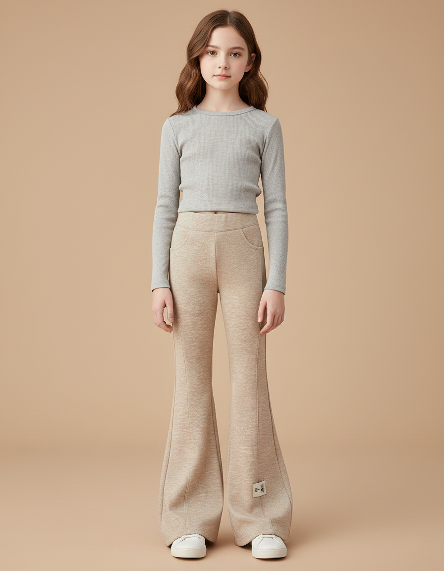 Pantalon Patte D'éléphant Fluide - Beige Molleton